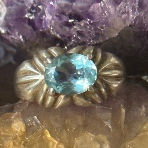 Vintage blue topaz sterling silver ring